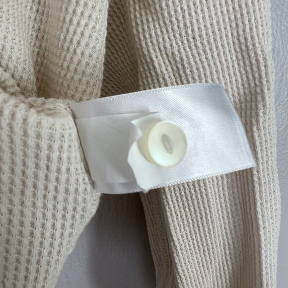 Everlane The Organic Cotton Waffle Knit Cardigan Women's Size XL Cream Cropped - Picture 9 of 9